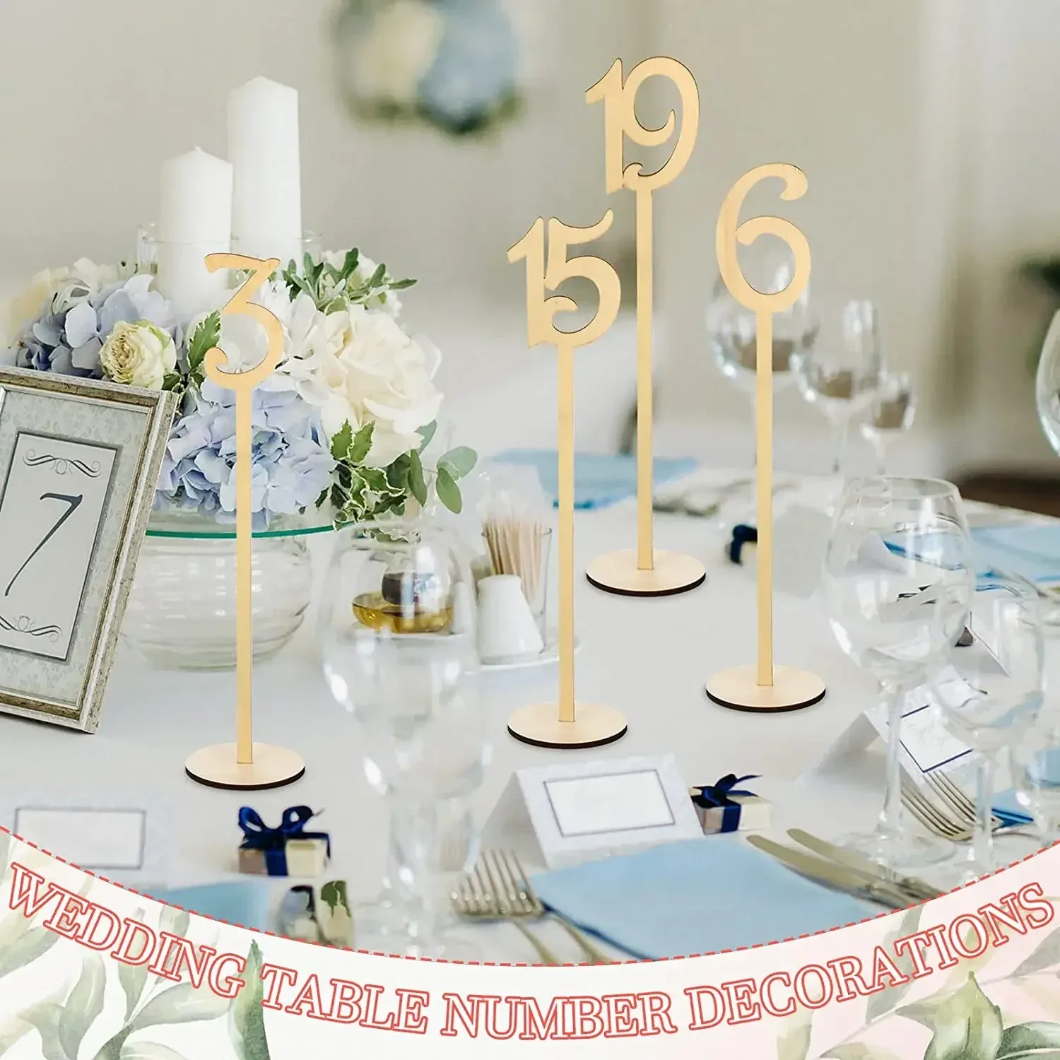 Numéros de table en bois 1 à 20 avec supports pour mariage et événements - Image 5
