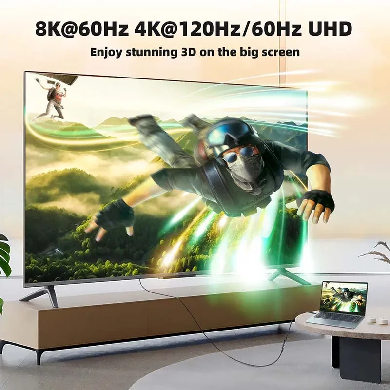 Câble Mini HDMI vers HDMI 2.1 Bidirectionnel - 8K@60Hz / 4K@120Hz - Nylon Tressé - Image 6