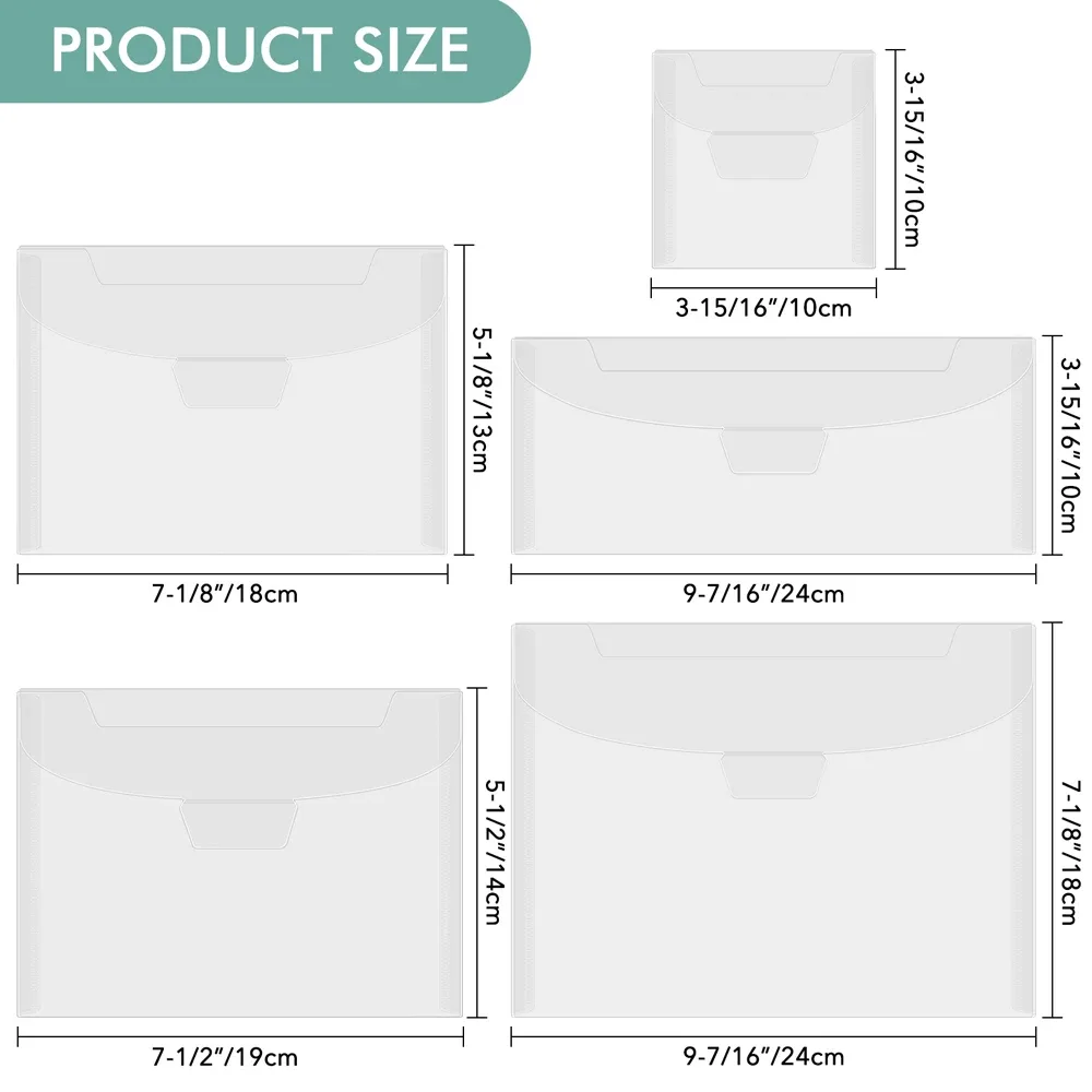 Lot de 10 pochettes de rangement transparentes pour tampons et matrices de découpe