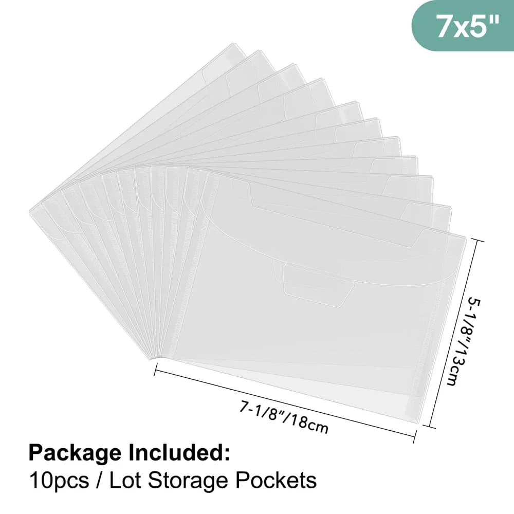 Lot de 10 pochettes de rangement transparentes pour tampons et matrices de découpe slide 11