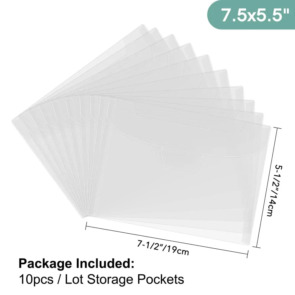 Lot de 10 pochettes de rangement transparentes pour tampons et matrices de découpe slide 7