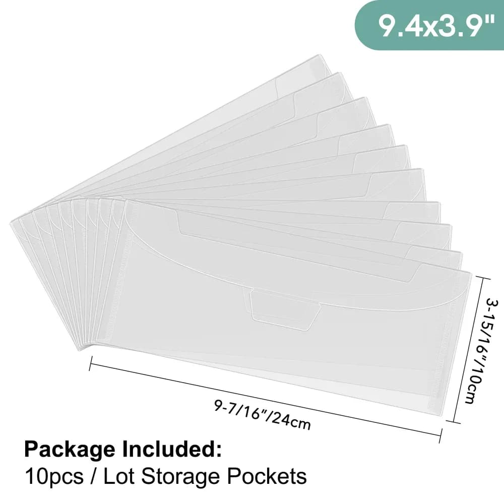 Lot de 10 pochettes de rangement transparentes pour tampons et matrices de découpe slide 8