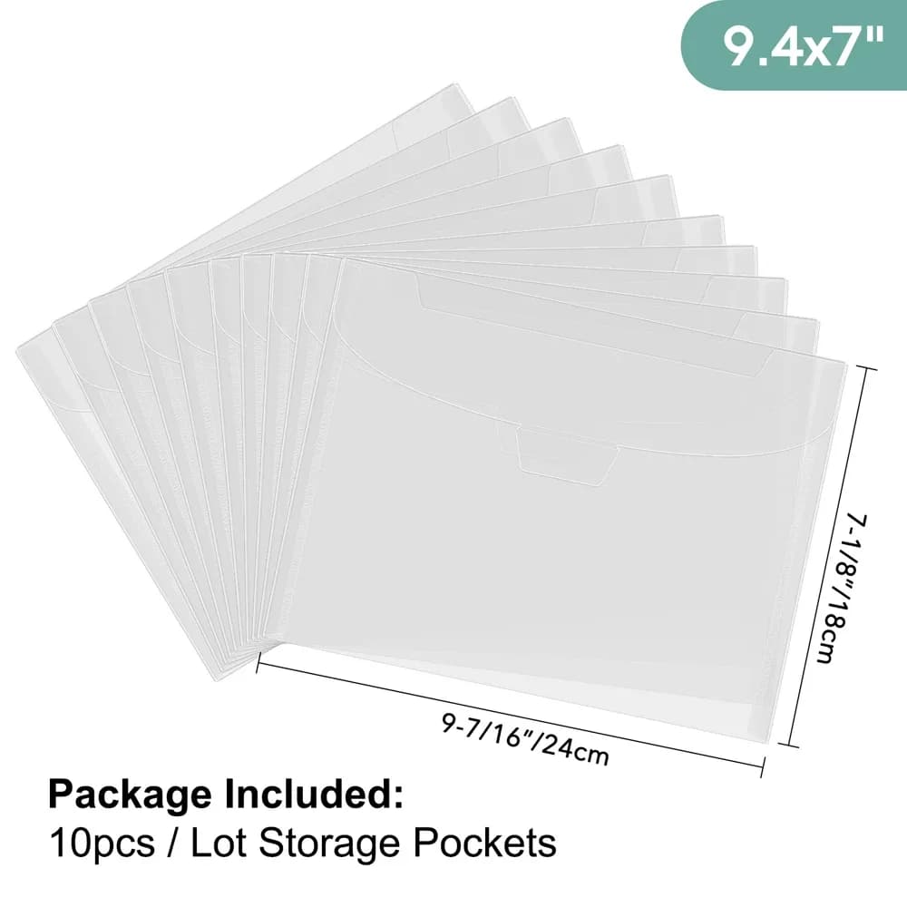 Lot de 10 pochettes de rangement transparentes pour tampons et matrices de découpe slide 9