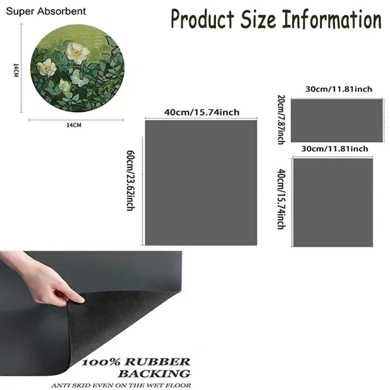 Tapis de séchage pour vaisselle super absorbant à motif floral slide 6