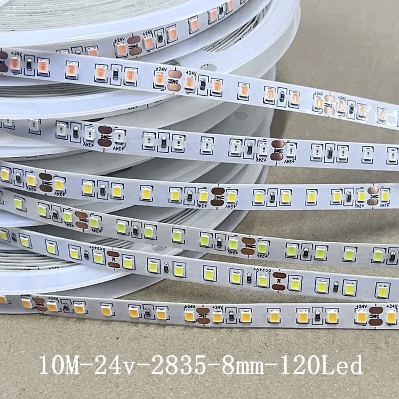 Ruban LED 2835 24V 10m 120 LED/m IP20 8mm - Plusieurs couleurs au choix - Image 1
