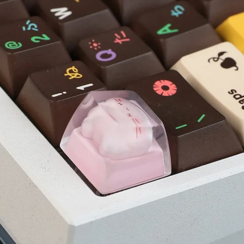 Keycap translucide motif chat pour clavier mécanique - Image 1