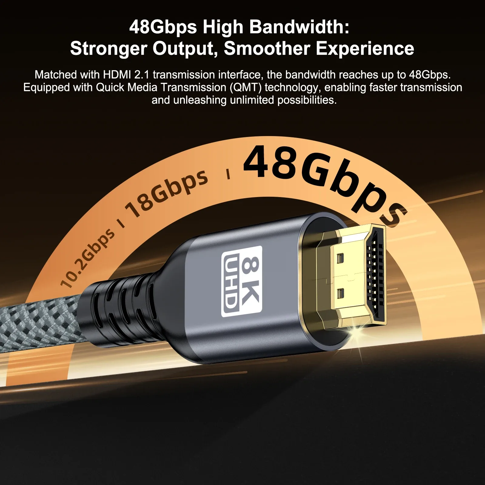 Câble HDMI 2.1 Ultra Haute Vitesse 8K@60Hz / 4K@240Hz - 48 Gbps HDR - Image 4