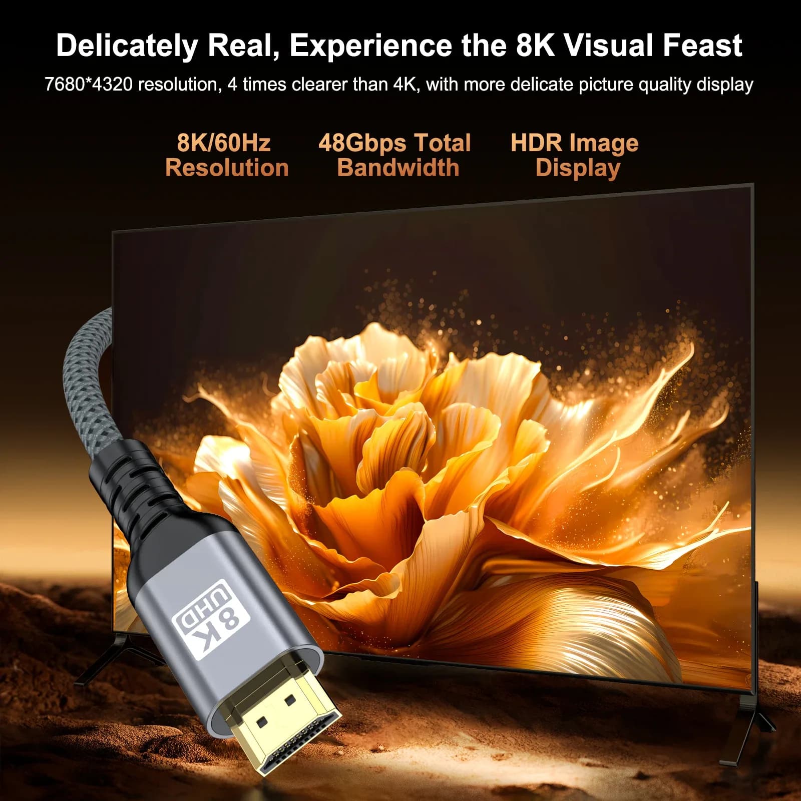 Câble HDMI 2.1 Ultra Haute Vitesse 8K@60Hz / 4K@240Hz - 48 Gbps HDR - Image 5