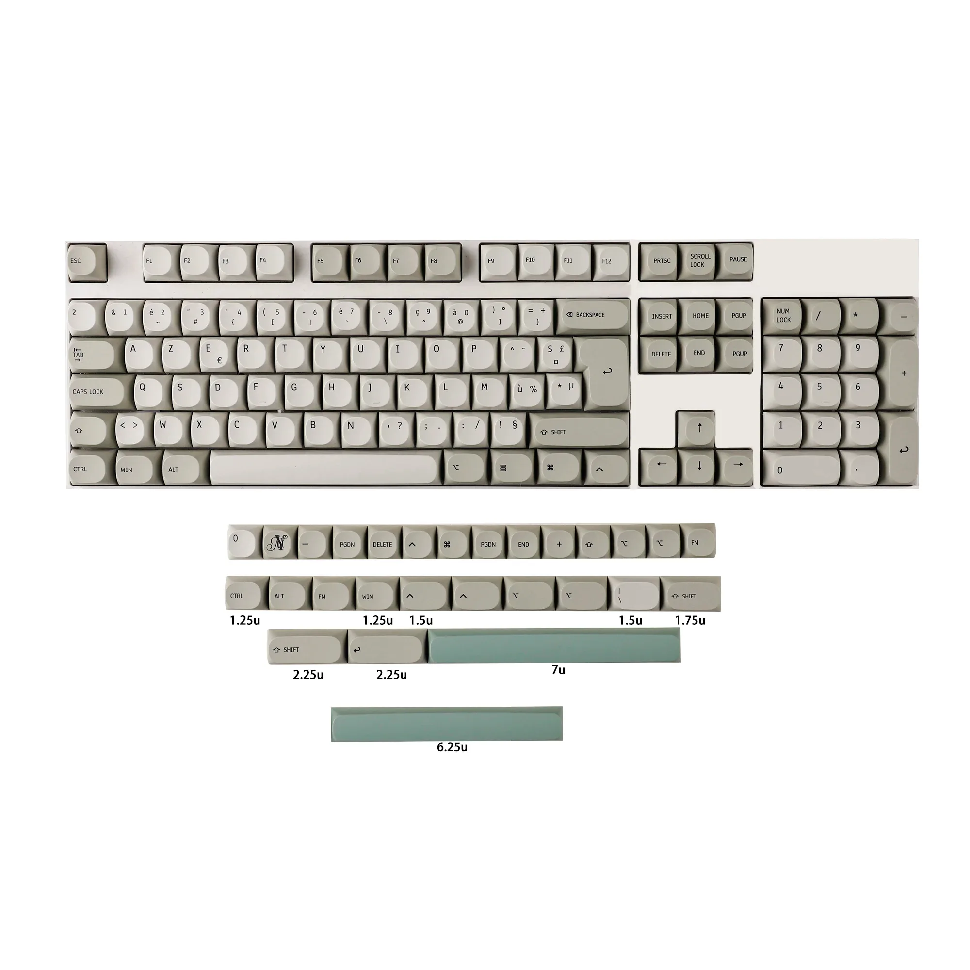 Set de 133 Keycaps PBT Profil MA Dye-Sub 9009 - AZERTY/QWERTZ Style Mac slide 8