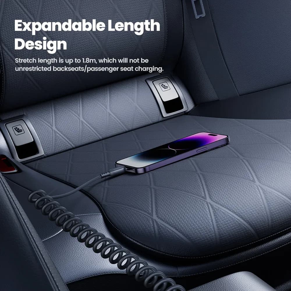 Toocki - Câble Lightning rétractable à ressort pour voiture - Charge rapide - Image 4