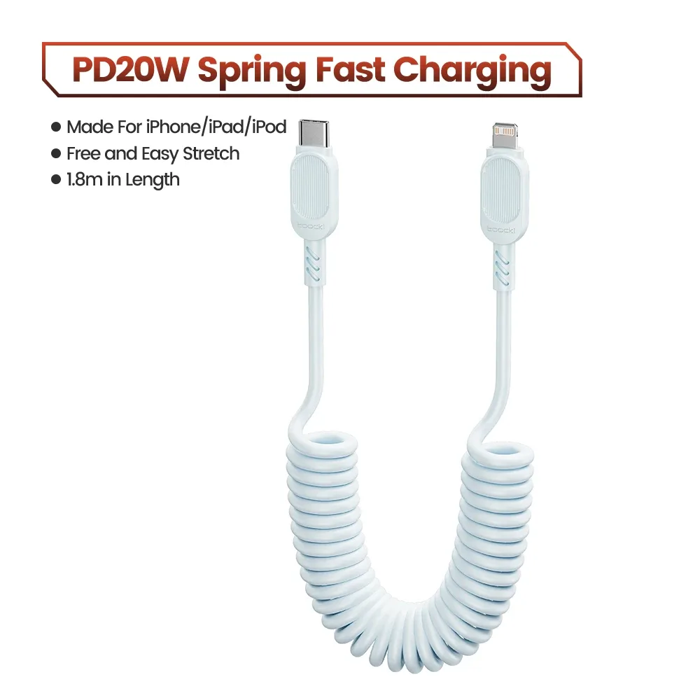 Toocki - Câble Lightning rétractable à ressort pour voiture - Charge rapide slide 11