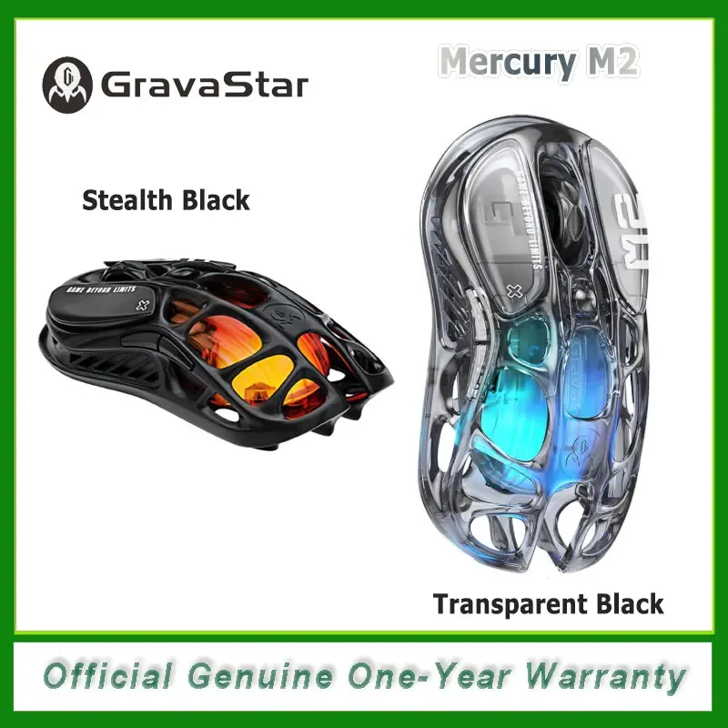 GravaStar Mercury M2 - Souris de jeu sans fil, Capteur PAW3395 26 000 DPI, Design évidé 79g, 5 boutons programmables - Image 1