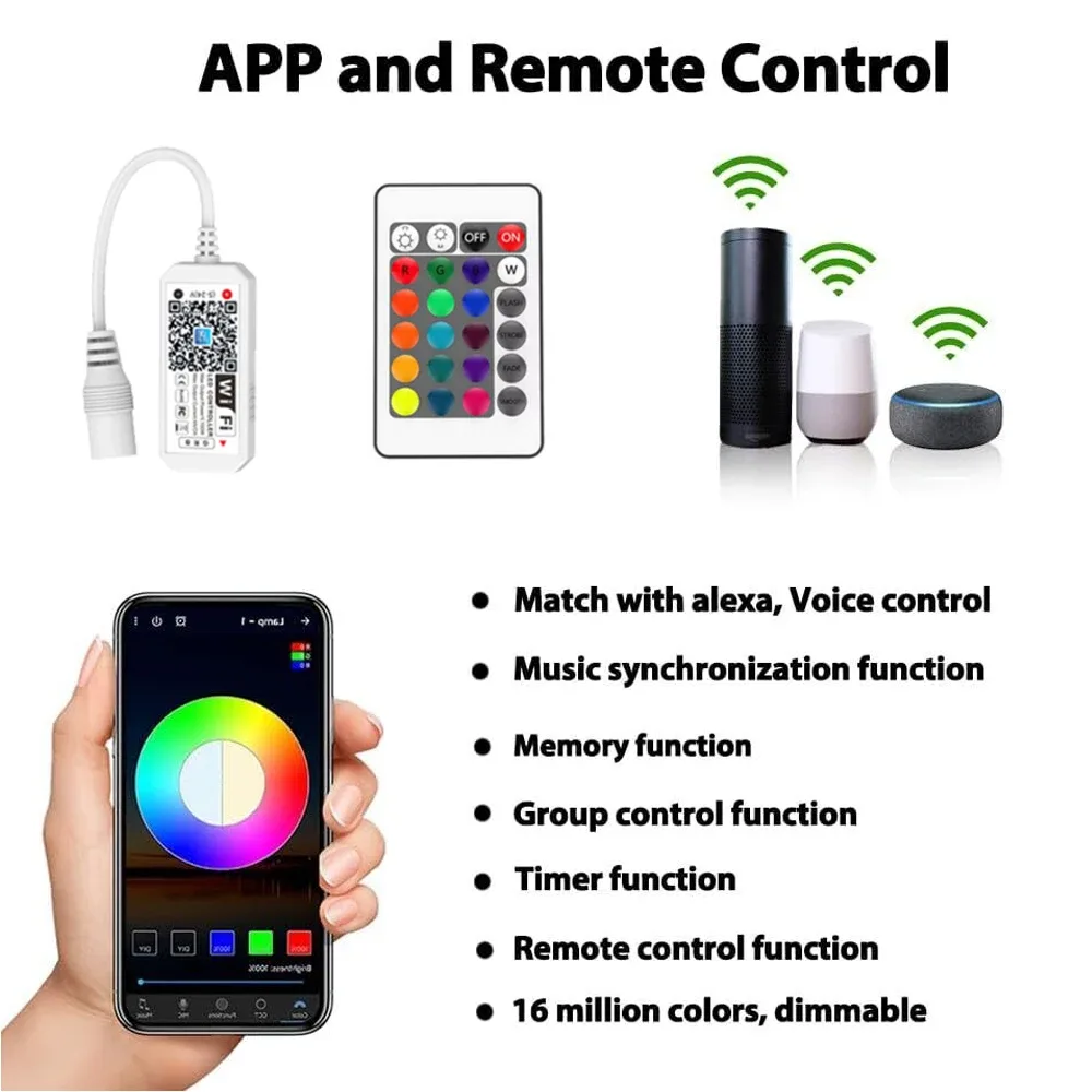 Lot de 4/6 Spots LED RGB WiFi Ronds pour Sous-Meuble et Vitrine, Kit avec Application et Télécommande - Image 5