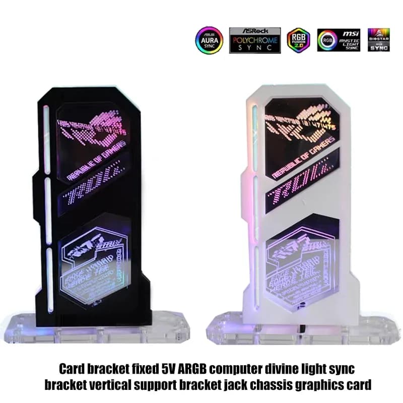 Support pour carte graphique (GPU) miroir ARGB 5V - Motifs Anime et Logo - Noir/Blanc - Image 3