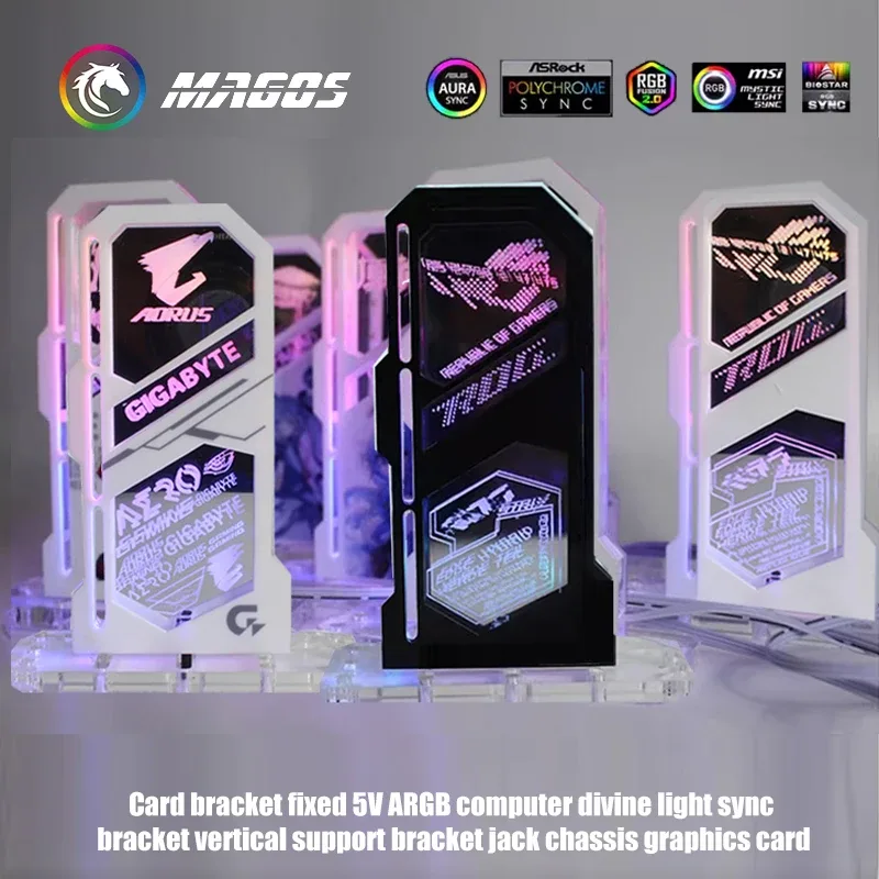 Support pour carte graphique (GPU) miroir ARGB 5V - Motifs Anime et Logo - Noir/Blanc - Image 6