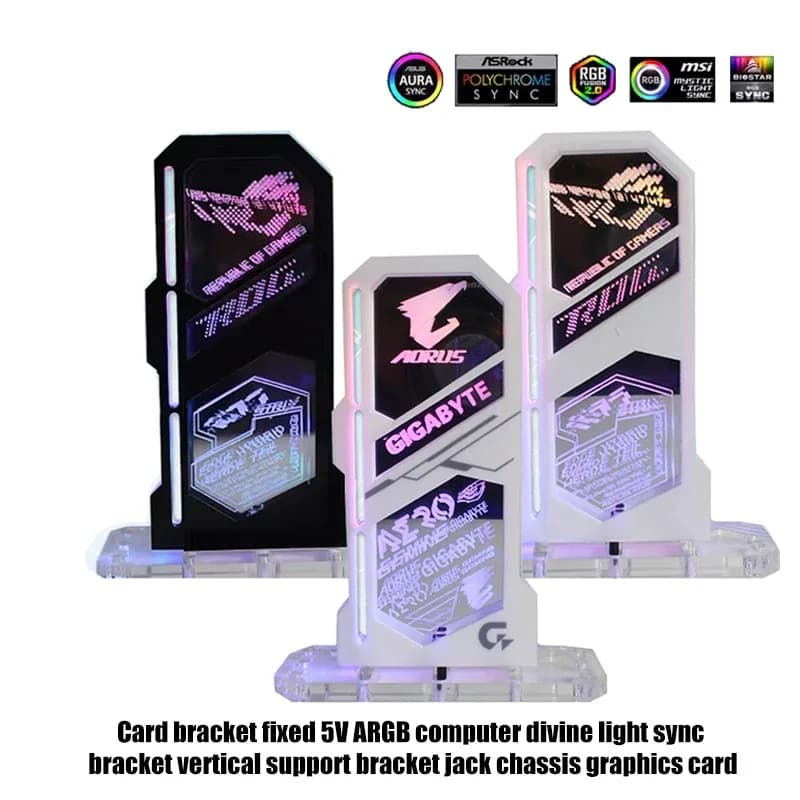 Support pour carte graphique (GPU) miroir ARGB 5V - Motifs Anime et Logo - Noir/Blanc - Image 4