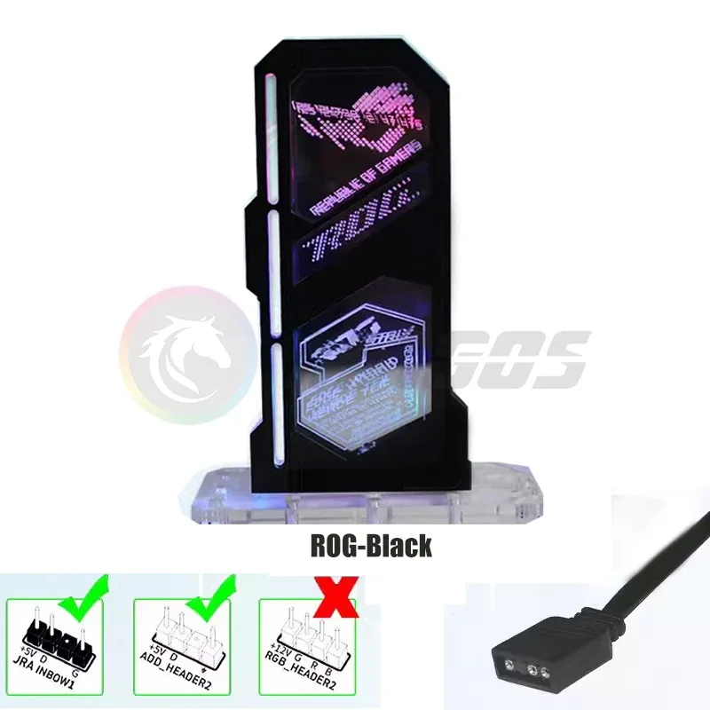 Support pour carte graphique (GPU) miroir ARGB 5V - Motifs Anime et Logo - Noir/Blanc slide 8