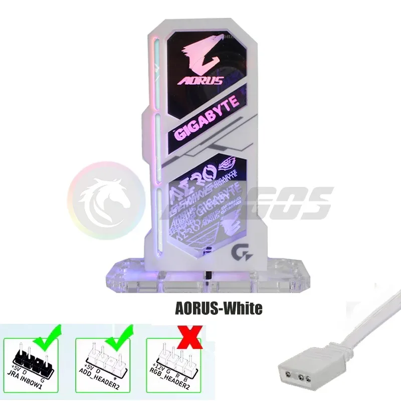 Support pour carte graphique (GPU) miroir ARGB 5V - Motifs Anime et Logo - Noir/Blanc slide 7