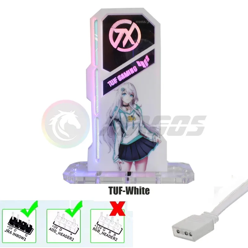 Support pour carte graphique (GPU) miroir ARGB 5V - Motifs Anime et Logo - Noir/Blanc slide 9
