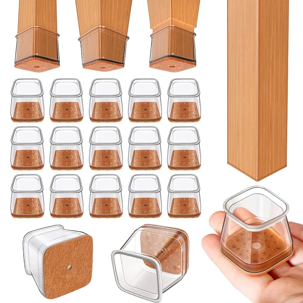 Embouts de protection en silicone transparent pour pieds de meubles carrés