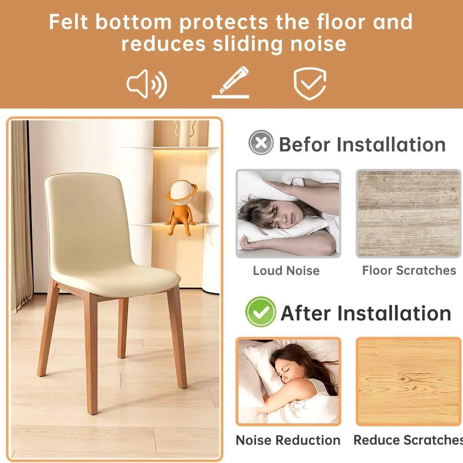 Embouts de protection en silicone transparent pour pieds de meubles carrés slide 3