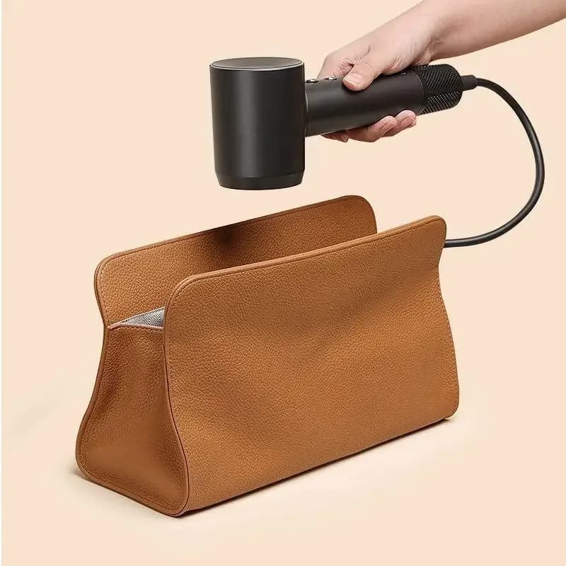 Pochette de rangement en cuir PU pour sèche-cheveux avec fermeture magnétique
