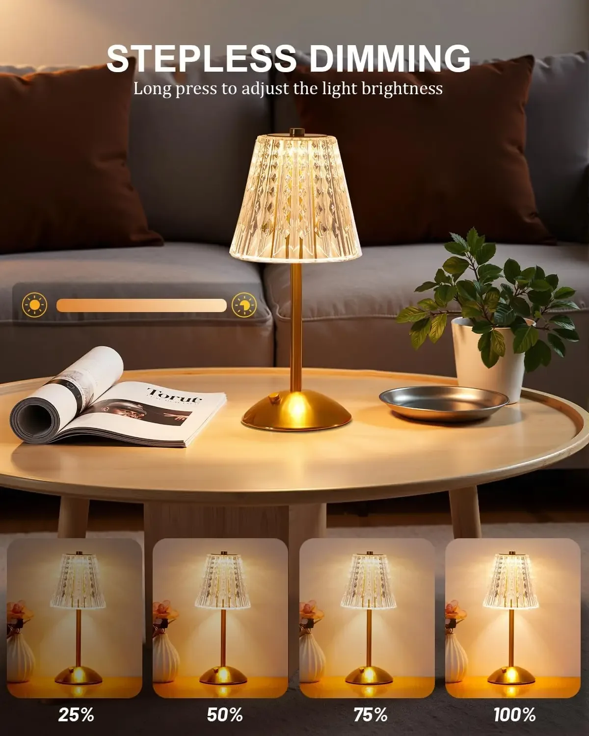 Lampe de table LED rechargeable avec variateur tactile slide 2