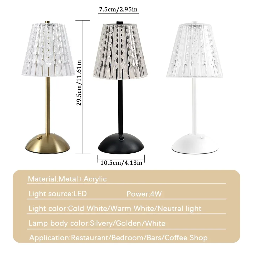 Lampe de table LED rechargeable avec variateur tactile slide 5
