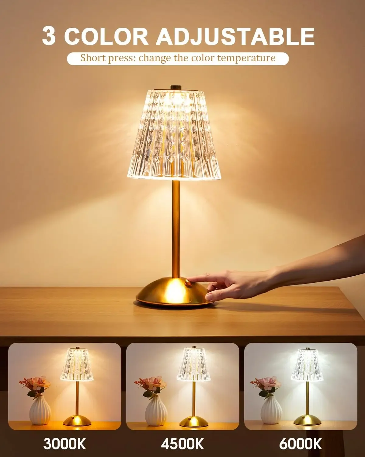 Lampe de table LED rechargeable avec variateur tactile