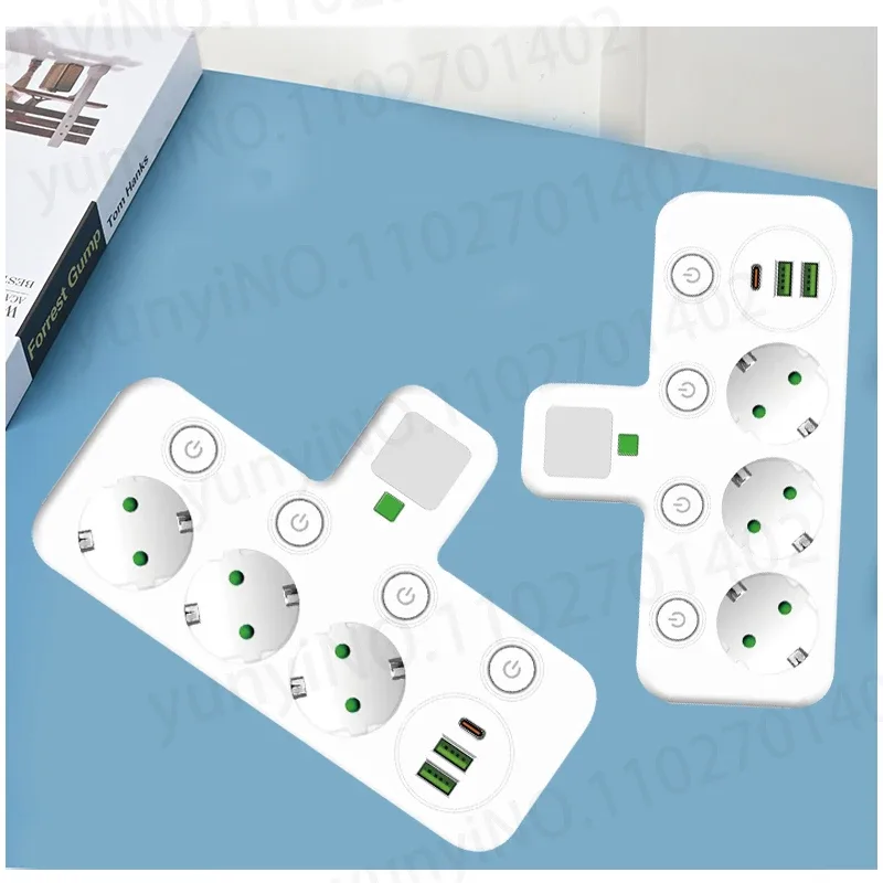 Multiprise murale 6-en-1 avec 3 prises AC, 2 ports USB et 1 port USB-C slide 5
