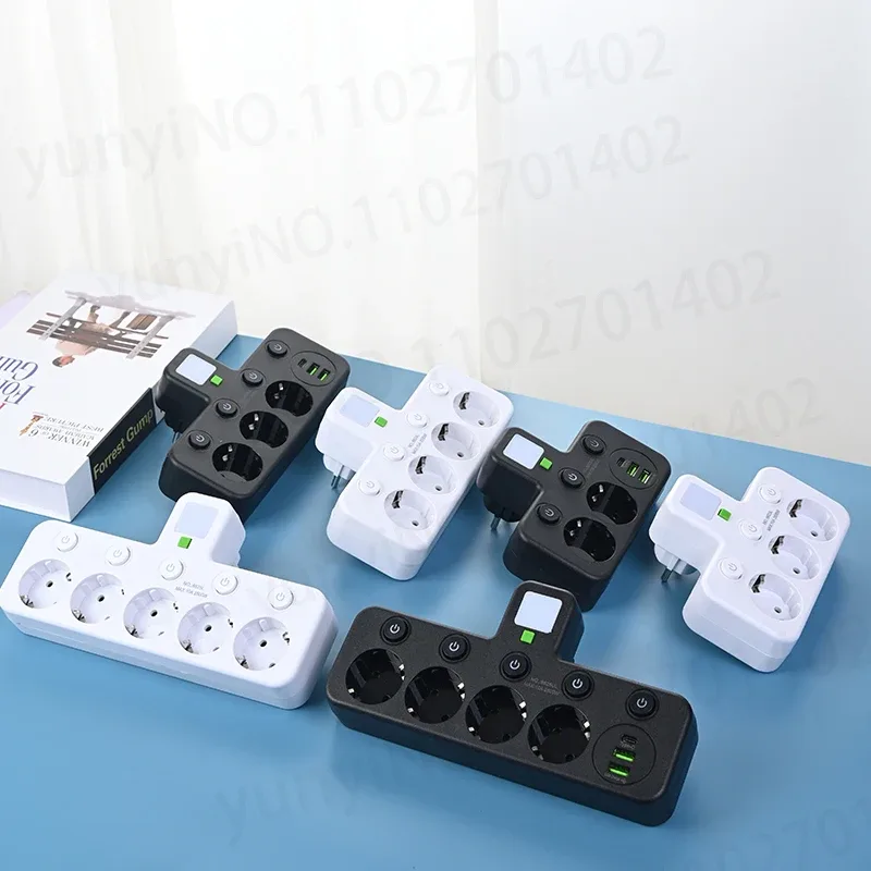 Multiprise murale 6-en-1 avec 3 prises AC, 2 ports USB et 1 port USB-C slide 2