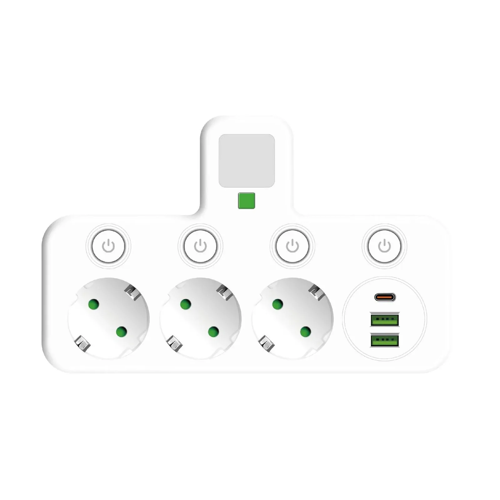 Multiprise murale 6-en-1 avec 3 prises AC, 2 ports USB et 1 port USB-C slide 9