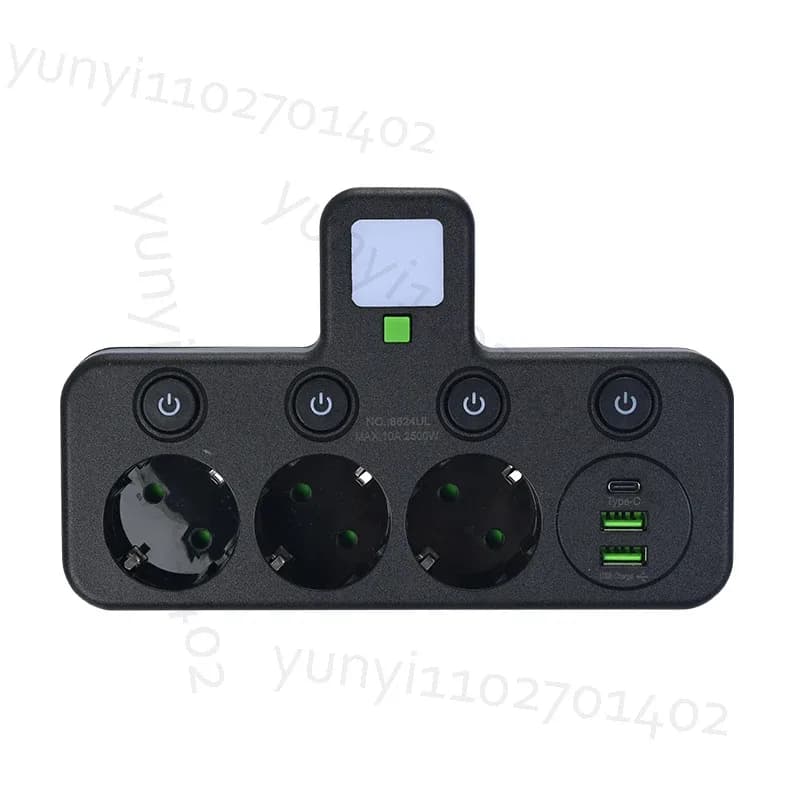 Multiprise murale 6-en-1 avec 3 prises AC, 2 ports USB et 1 port USB-C slide 10