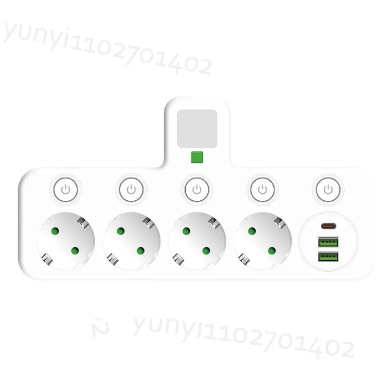Multiprise murale 6-en-1 avec 3 prises AC, 2 ports USB et 1 port USB-C slide 7