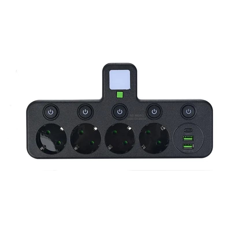 Multiprise murale 6-en-1 avec 3 prises AC, 2 ports USB et 1 port USB-C slide 8