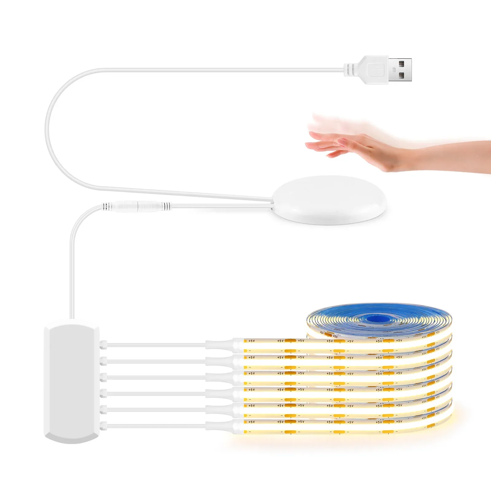 Kit Ruban LED COB USB 5V avec Variateur Tactile Invisible pour Cuisine et Placard - Image 1