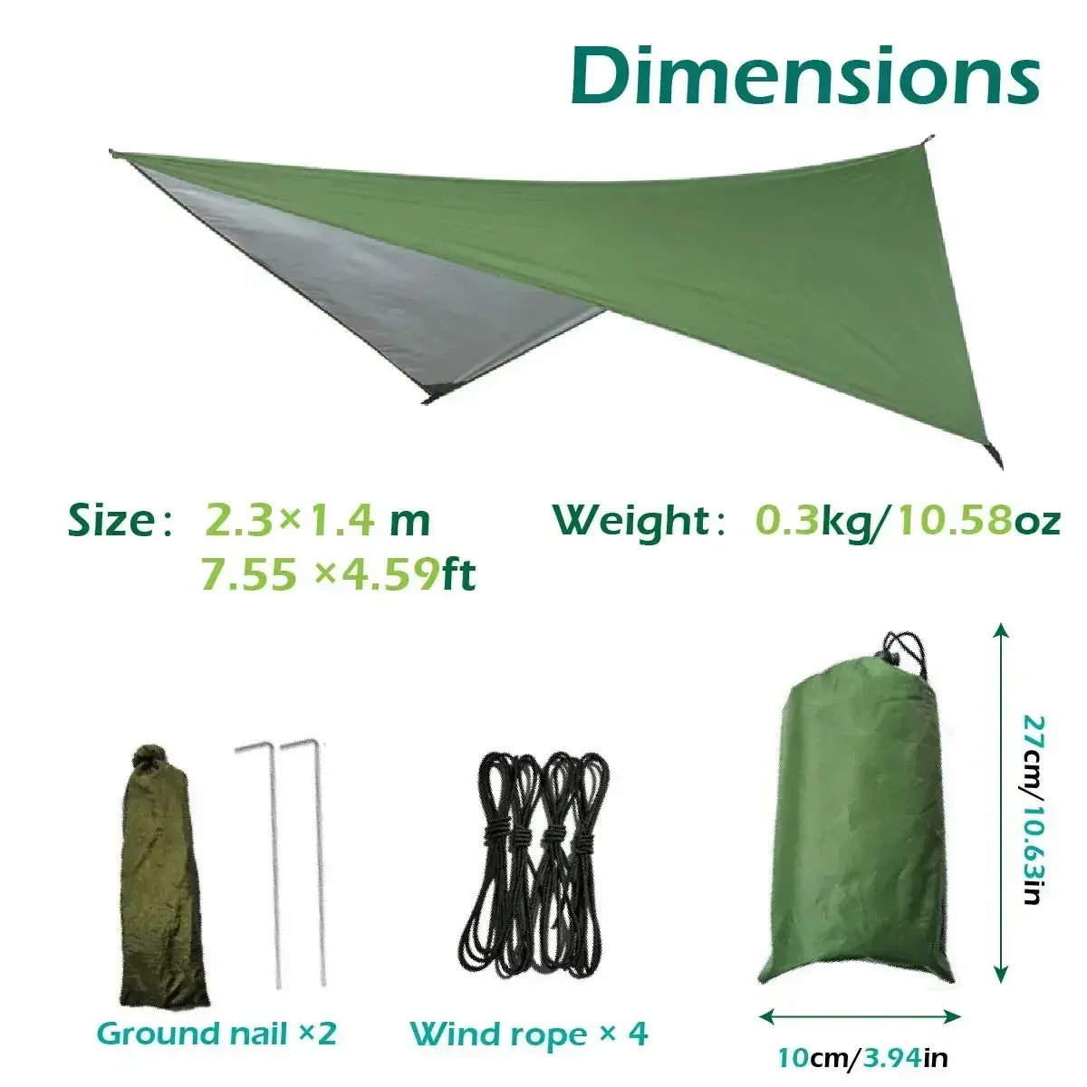 Hamac de camping avec moustiquaire, bâche de protection et sangles de fixation slide 4