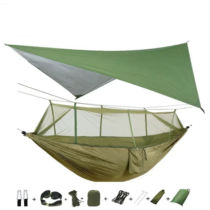 Hamac de camping avec moustiquaire, bâche de protection et sangles de fixation slide 29