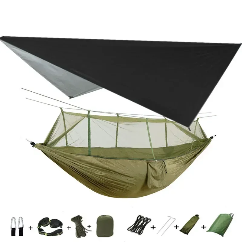 Hamac de camping avec moustiquaire, bâche de protection et sangles de fixation slide 26