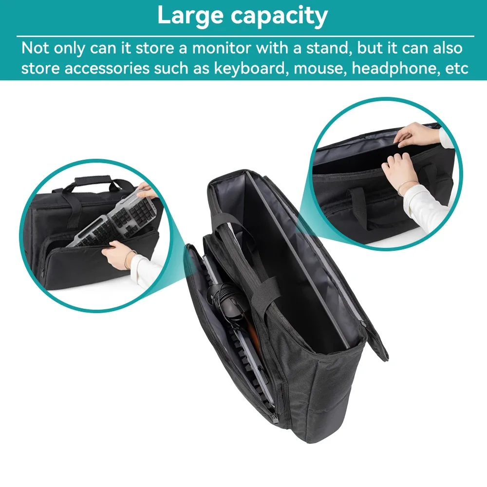 Sac de transport rembourré pour moniteur PC 24-32 pouces, imperméable et antichoc - Image 2