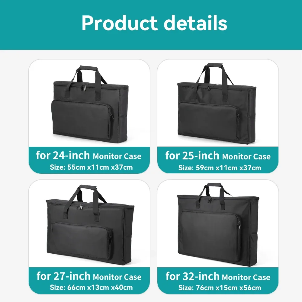 Sac de transport rembourré pour moniteur PC 24-32 pouces, imperméable et antichoc - Image 6