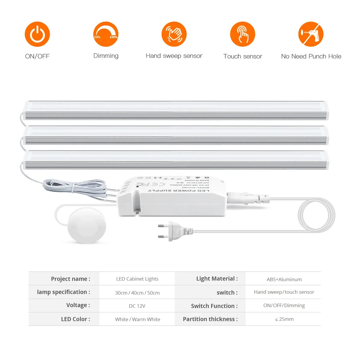 Réglette LED sans fil avec détecteur de mouvement et interrupteur tactile - Éclairage sous-meuble pour cuisine slide 3