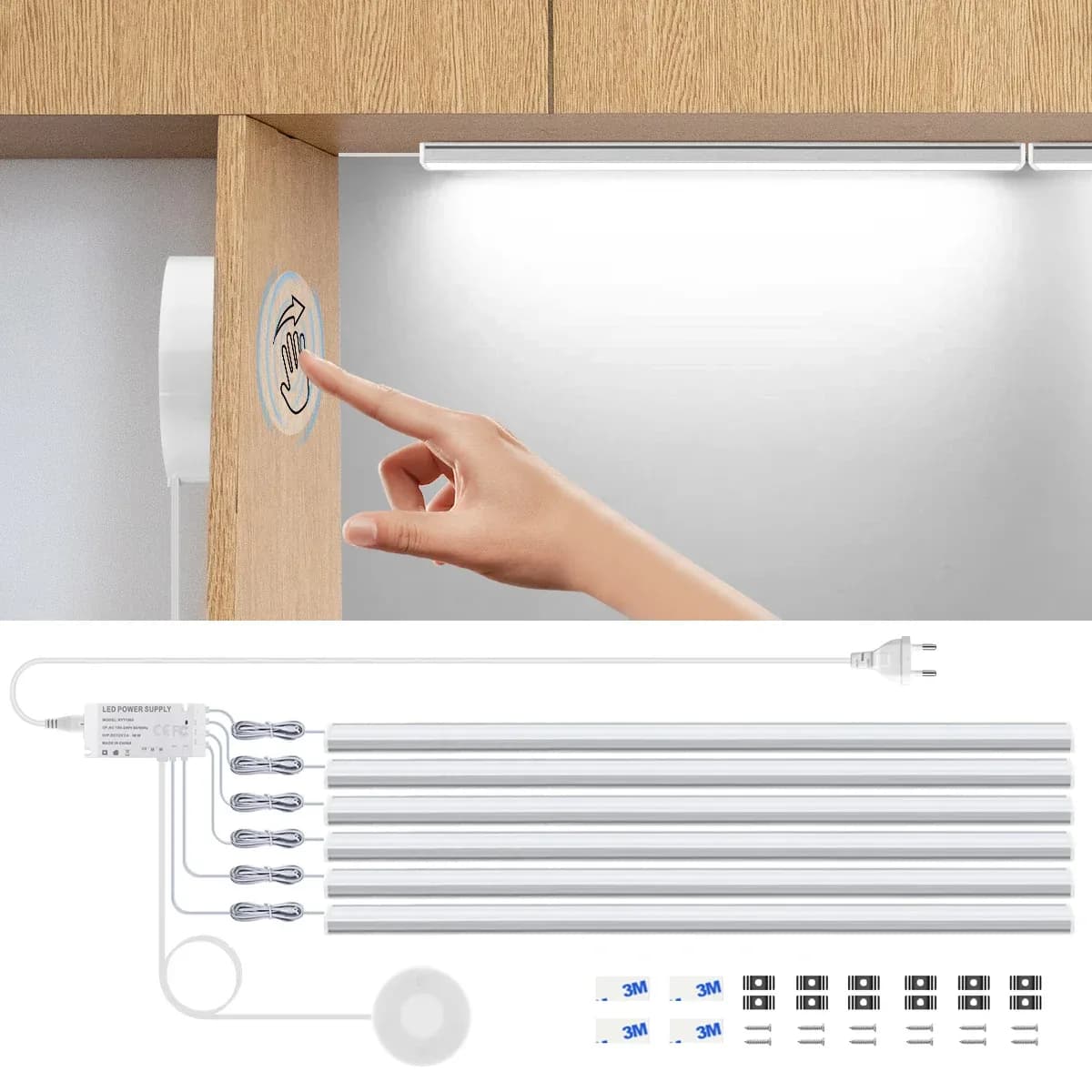 Réglette LED sans fil avec détecteur de mouvement et interrupteur tactile - Éclairage sous-meuble pour cuisine slide 2