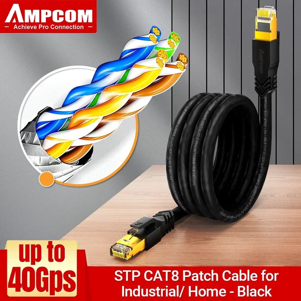 Câble Ethernet AMPCOM CAT8 40Gbps 2000MHz SFTP LSZH RJ45 slide 7