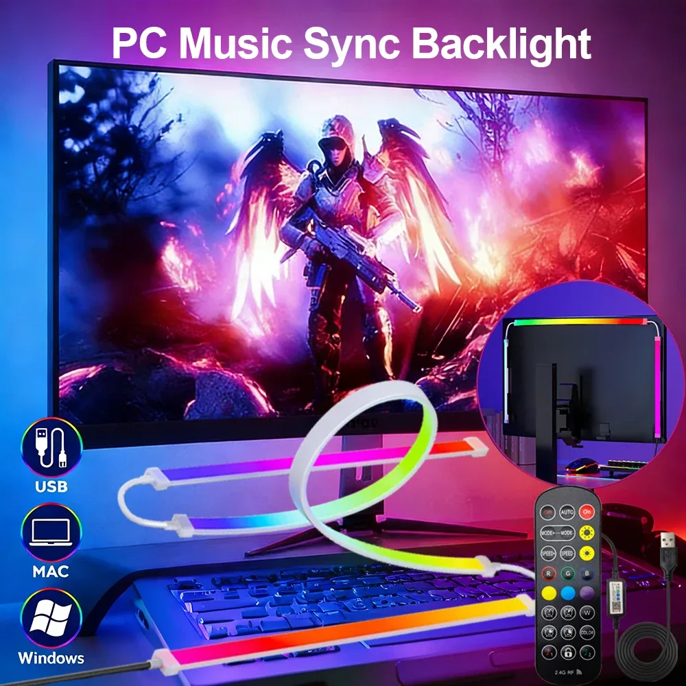 Rétroéclairage LED pour moniteur PC 24-34 pouces avec synchronisation musicale - Image 1