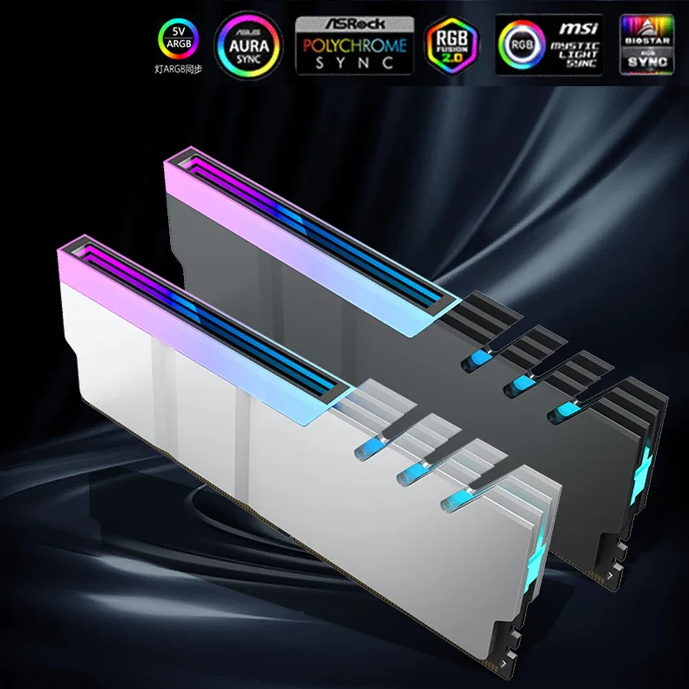 Dissipateur thermique ARGB pour RAM DDR4/DDR5 en alliage d'aluminium - Compatible AURA Sync - Image 1