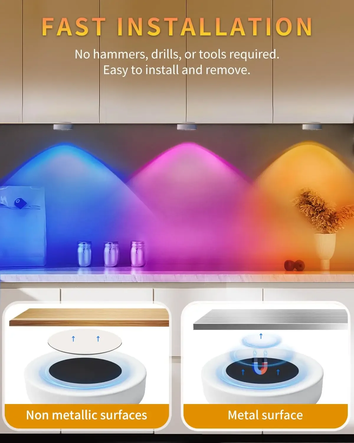 Spot LED Rechargeable Sans Fil RGB avec Télécommande pour Vitrine et Armoire - Image 5