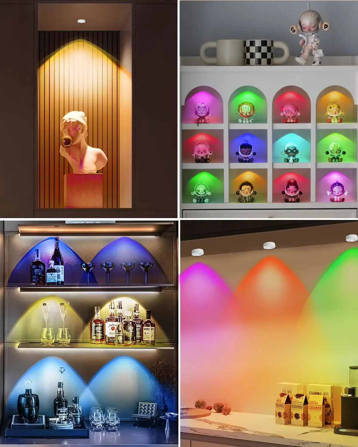 Spot LED Rechargeable Sans Fil RGB avec Télécommande pour Vitrine et Armoire - Image 4