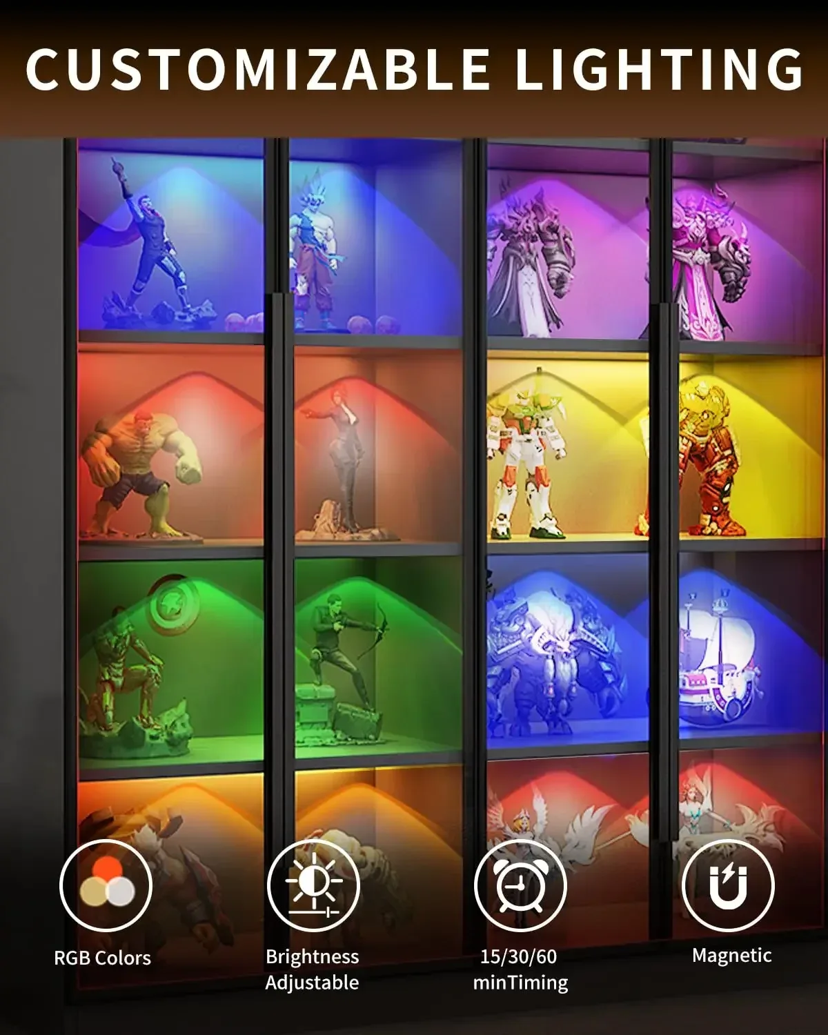 Spot LED Rechargeable Sans Fil RGB avec Télécommande pour Vitrine et Armoire - Image 2