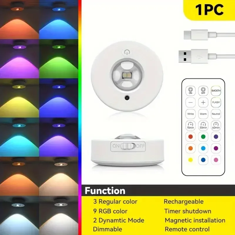 Spot LED Rechargeable Sans Fil RGB avec Télécommande pour Vitrine et Armoire slide 8